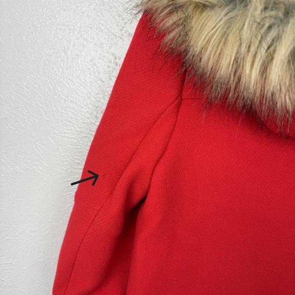 J.Crew Chateau Hooded Parka Coat Italian Wool Stadium Cloth Red Size 4 - Picture 7 of 12